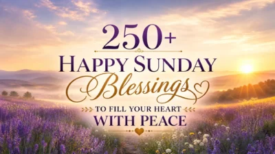 Happy Sunday blessings with peaceful sunrise and inspiring message to fill your heart with peace
