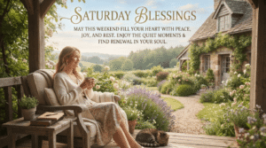 Weekend Saturday blessings with peaceful morning nature scene bringing joy, hope, and heartfelt peace