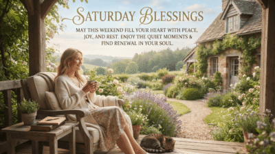 Weekend Saturday blessings with peaceful morning nature scene bringing joy, hope, and heartfelt peace