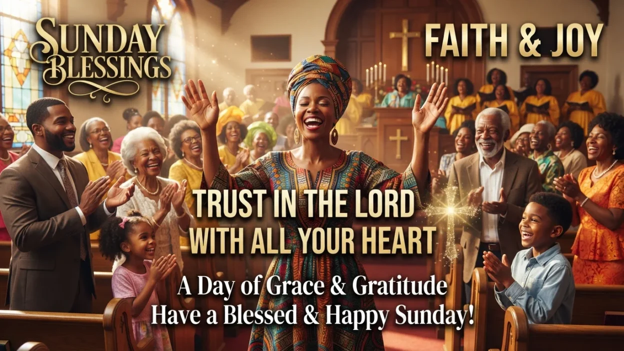 African American Sunday blessings GIF with uplifting faith, joy, prayer, and peaceful Sunday morning inspiration