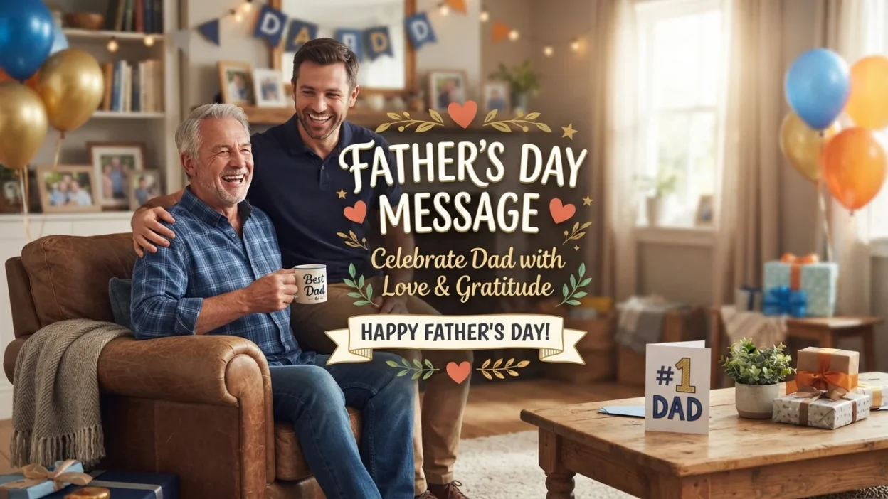 Father's Day message celebrating Dad with love, gratitude, appreciation, and heartfelt family moments