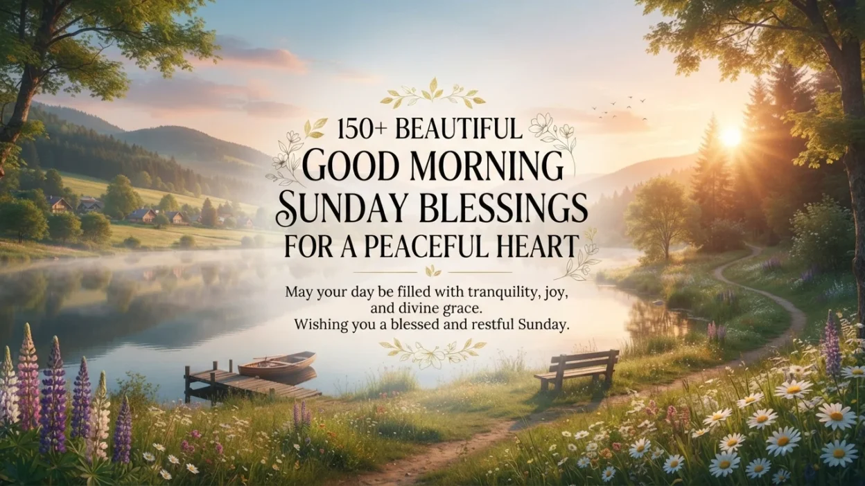 Beautiful good morning Sunday blessings with peaceful sunrise bringing hope, joy, faith, and a calm heart