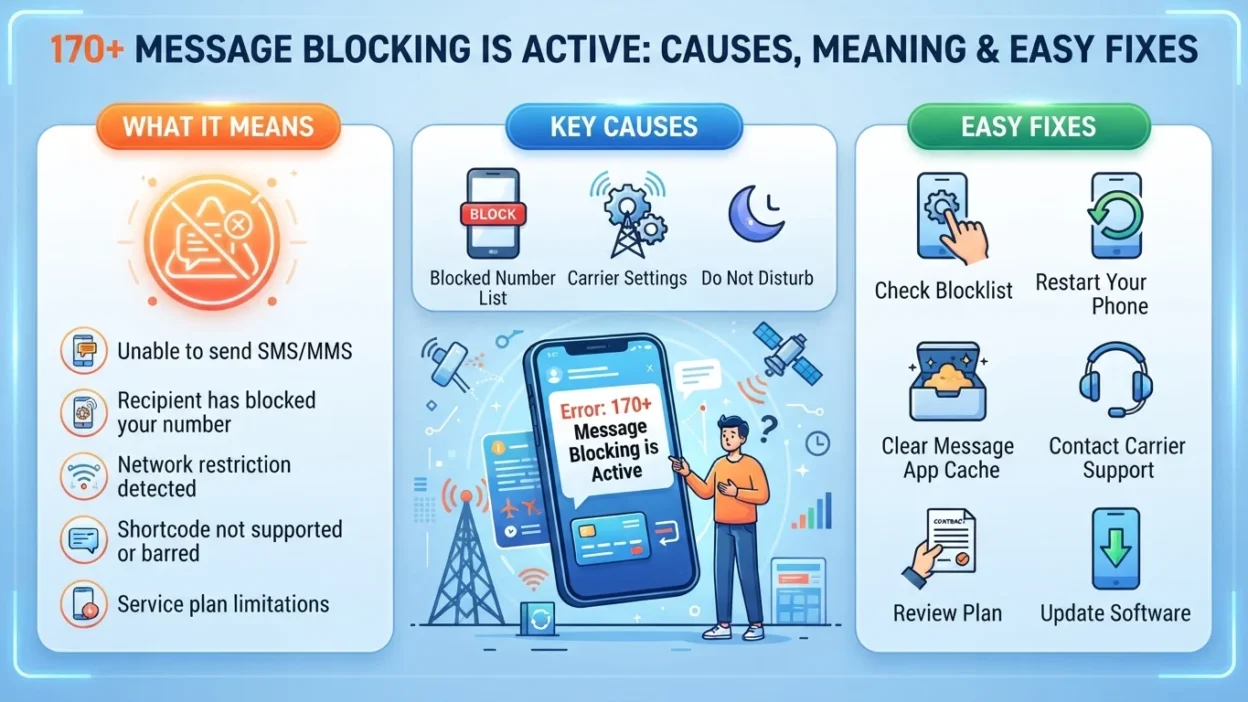 Message blocking is active error on smartphone with simple troubleshooting tips and messaging fixes