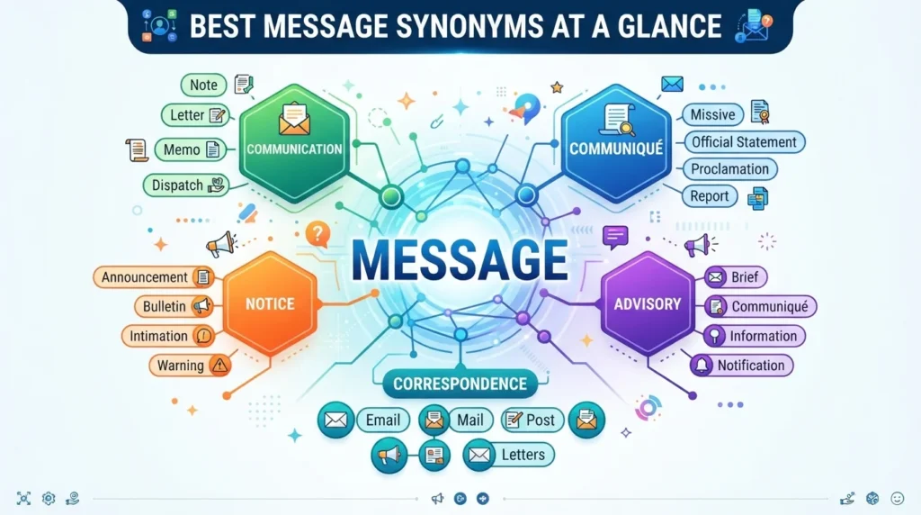 Best message synonyms at a glance with useful alternative words for different writing and communication contexts
