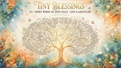 Tiny blessings with short words of hope, peace, love, gratitude, and encouragement for everyday moments