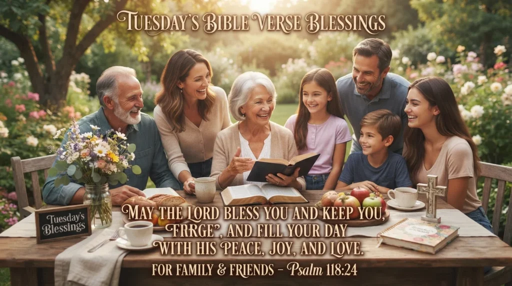 Tuesday Bible verse blessings for family and friends filled with faith, love, peace, hope, and God's grace