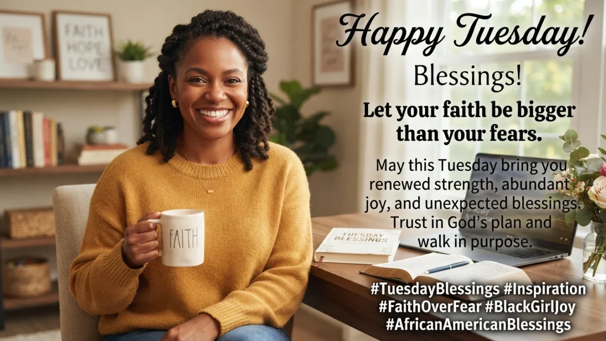 African American Tuesday blessings with inspiring words of encouragement, faith, hope, strength, and joy
