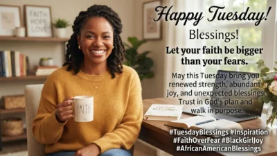 African American Tuesday blessings with inspiring words of encouragement, faith, hope, strength, and joy