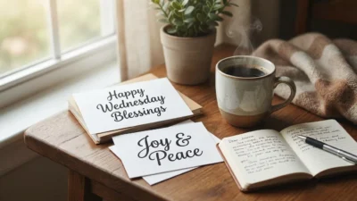 Happy Wednesday blessings for joy and peace, filled with hope, faith, gratitude, and uplifting midweek encouragement
